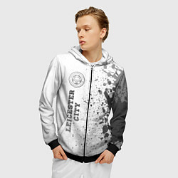 Толстовка 3D на молнии мужская Leicester City - white gradient по-вертикали, цвет: 3D-черный — фото 2