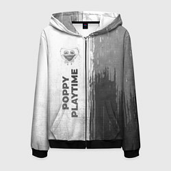 Толстовка 3D на молнии мужская Poppy Playtime - white gradient по-вертикали, цвет: 3D-черный