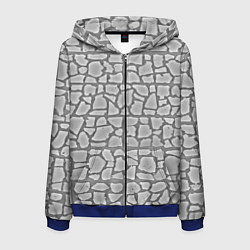 Толстовка 3D на молнии мужская Штукатурка, цвет: 3D-синий
