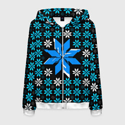 Мужская толстовка на молнии Сине-белые звёзды на чёрном фоне