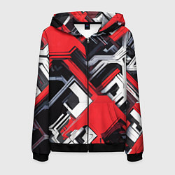 Мужская толстовка на молнии Красно-белый техно паттерн
