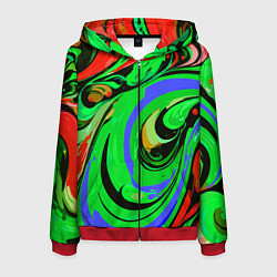 Мужская толстовка на молнии Красно-зелёный узор