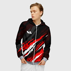 Толстовка 3D на молнии мужская Lixiang - красный языки пламени, цвет: 3D-меланж — фото 2