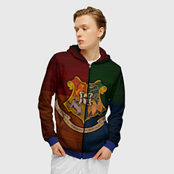 Толстовка 3D на молнии мужская Hogwarts emblem, цвет: 3D-синий — фото 2