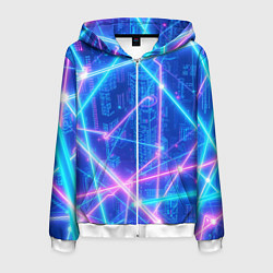 Толстовка 3D на молнии мужская Неоновые провода, цвет: 3D-белый