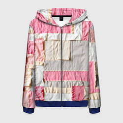 Толстовка 3D на молнии мужская Розовый пэчворк, цвет: 3D-синий