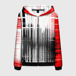 Мужская толстовка на молнии Красно-чёрный гранж на белом фоне