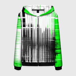 Мужская толстовка на молнии Зелёно-чёрный гранж на белом фоне