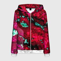 Толстовка 3D на молнии мужская Абстракция красно-голубая, цвет: 3D-белый