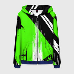Мужская толстовка на молнии Вертикальные чёрные линии на зелёно-белом фоне