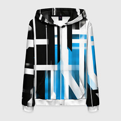 Мужская толстовка на молнии Чёрно-синие вертикальные и горизонтальные полосы н