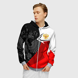 Толстовка 3D на молнии мужская Герб России - красно-белый, цвет: 3D-меланж — фото 2