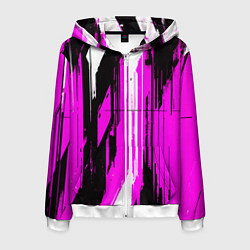 Мужская толстовка на молнии Вертикальные чёрно-белые линии на розовом фоне