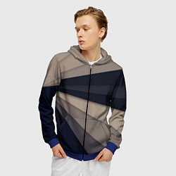 Толстовка 3D на молнии мужская Фрактальные линии, цвет: 3D-синий — фото 2
