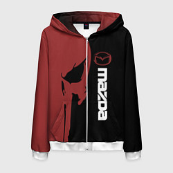 Толстовка 3D на молнии мужская Mazda и череп, цвет: 3D-белый