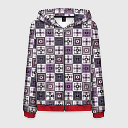 Мужская толстовка на молнии Серый сиреневый геометрический узор пэчворк