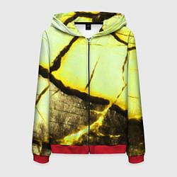 Мужская толстовка на молнии Трещины на абстрактном жёлтом фоне