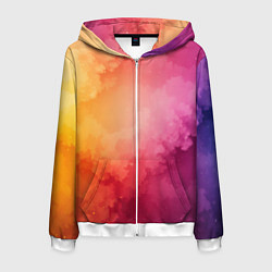 Толстовка 3D на молнии мужская Облака краски, цвет: 3D-белый