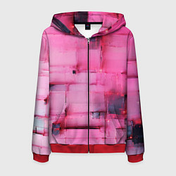 Мужская толстовка на молнии Чёрные пятна на розовом фоне абстракция