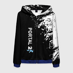 Толстовка 3D на молнии мужская Portal краски черно белый, цвет: 3D-синий
