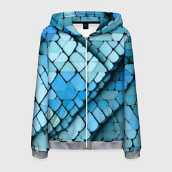Мужская толстовка на молнии Синие рельефные плитки
