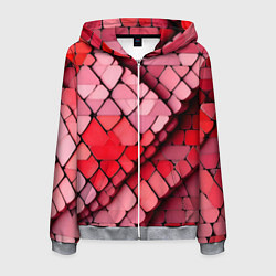 Мужская толстовка на молнии Красные рельефные плитки