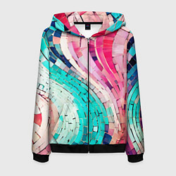 Мужская толстовка на молнии Волнистые розово-голубые плитки