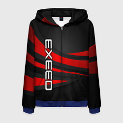 Толстовка 3D на молнии мужская Exeed - красные линии, цвет: 3D-синий