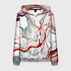 Мужская толстовка на молнии Красно-белый мрамор