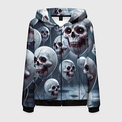 Толстовка 3D на молнии мужская Шарики черепа, цвет: 3D-черный