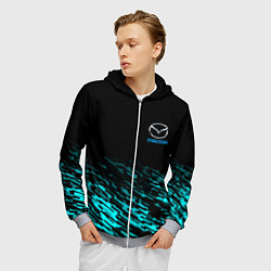 Толстовка 3D на молнии мужская Mazda голубые краски, цвет: 3D-меланж — фото 2