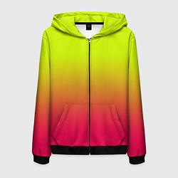 Мужская толстовка на молнии Градиент салатовый в розовый
