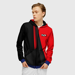 Толстовка 3D на молнии мужская N7 - красная униформа, цвет: 3D-синий — фото 2