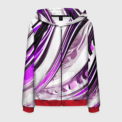 Мужская толстовка на молнии Волнистая бело-фиолетовая абстракция