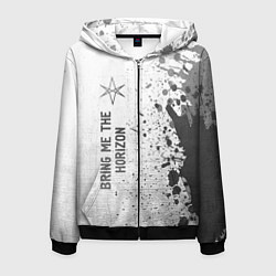 Толстовка 3D на молнии мужская Bring Me the Horizon - white gradient по-вертикали, цвет: 3D-черный