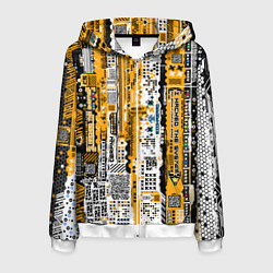 Мужская толстовка на молнии Cyberpunk pattern yellow