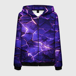 Толстовка 3D на молнии мужская Фиолетовая разбитая текстура, цвет: 3D-черный