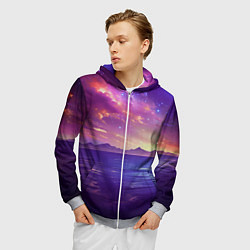 Толстовка 3D на молнии мужская Волшебная галактика, цвет: 3D-меланж — фото 2