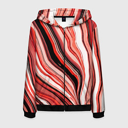 Мужская толстовка на молнии Волнистые вертикальные чёрно-красные полосы