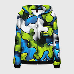 Толстовка 3D на молнии мужская Камуфляж в стиле графитти, цвет: 3D-черный