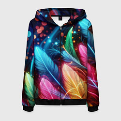 Мужская толстовка на молнии Яркие красочные неоновые перья