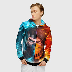 Толстовка 3D на молнии мужская Mortal Kombat - Саб-зиро и Скорпион, цвет: 3D-черный — фото 2