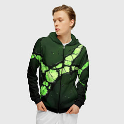 Толстовка 3D на молнии мужская Объемный разлом плиты, цвет: 3D-черный — фото 2