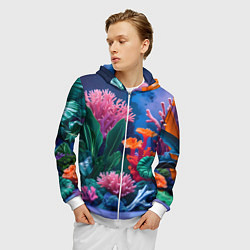 Толстовка 3D на молнии мужская Подводные кораллы, цвет: 3D-белый — фото 2