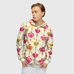 Толстовка 3D на молнии мужская Сердечки подборка, цвет: 3D-белый — фото 2