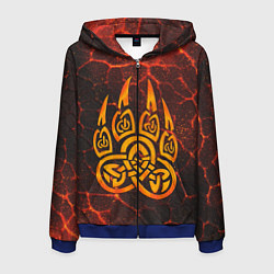 Мужская толстовка на молнии Символ волчья лапа в огненной стихии