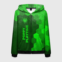 Толстовка 3D на молнии мужская Poppy Playtime - green gradient по-вертикали, цвет: 3D-черный