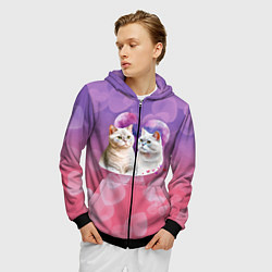 Толстовка 3D на молнии мужская Кошачья влюбленность, цвет: 3D-черный — фото 2