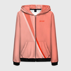 Толстовка 3D на молнии мужская Sport персиковый с полосой, цвет: 3D-черный