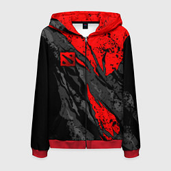 Толстовка 3D на молнии мужская Дота 2 - красная абстракция, цвет: 3D-красный